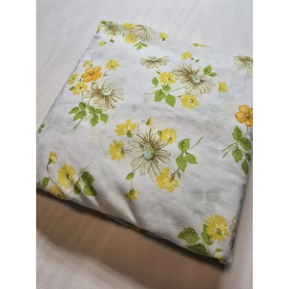 Vintage Flower Song Floral Twin Fitted Bed Sheet Yellow